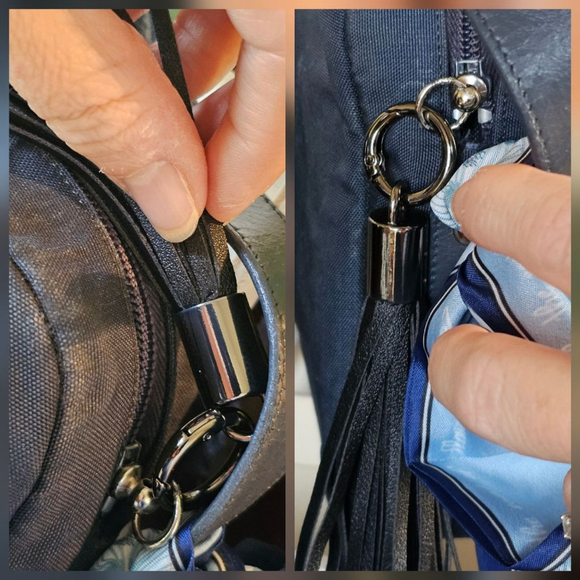 Christian Dior Vintage Navy Shoulder Bag w/Twilly & Insert Added - Picture 5 of 16